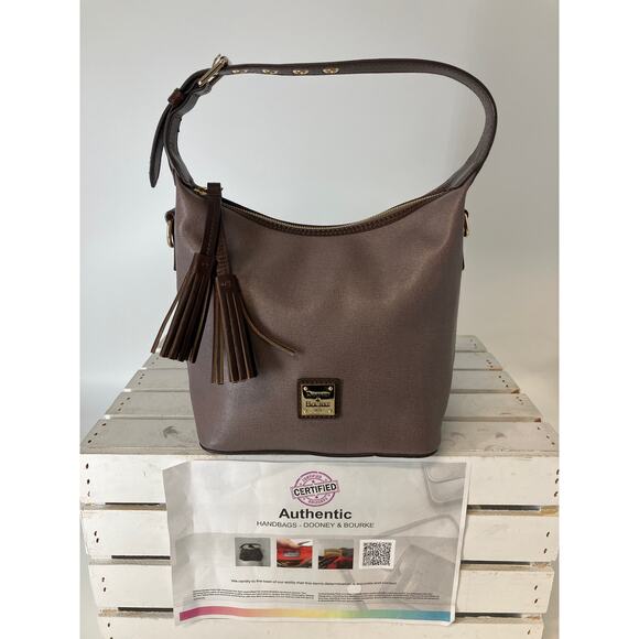 DOONEY & BOURKE MEDIUM CROSSGRAIN LEATHER SHOULDER BAG - Picture 1 of 15